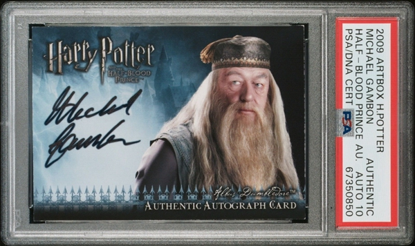 Dumbledore Michael Gambon Signed 2009 Harry Potter Half-Blood Prince Trading Card w/ Gem Mint 10 Auto! (PSA/DNA Encapsulated)