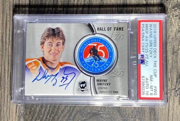 Wayne Gretzky Signed 2018 UD "The Cup" HOF Patch Trading Card w/ Gem Mint 10 Auto! (PSA/DNA)