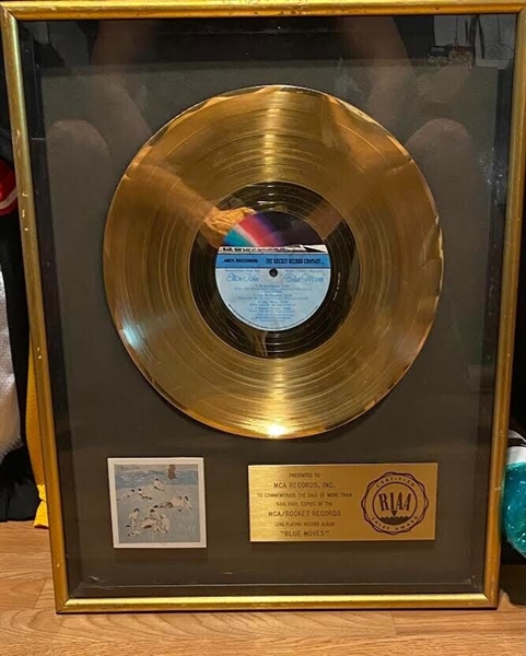 Elton John RIAA Gold Sales Award for MCA/Rocket Records "Blue Moves"