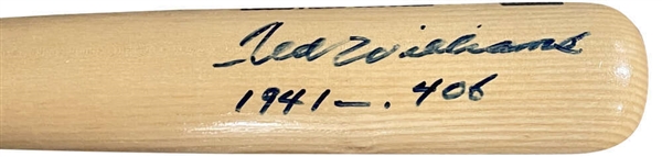 Ted Williams Signed & Stat Inscribed H&B Baseball Bat (Beckett/BAS LOA)