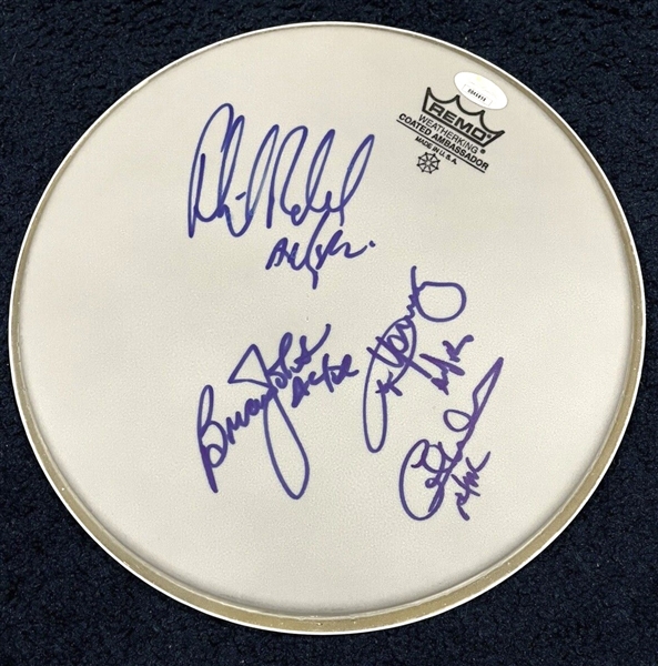 AC/DC Group Signed Drumhead with Young, Johnson, Williams & Rudd (JSA LOA)