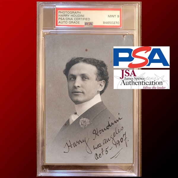 Harry Houdini Exceptionally Fine Signed Photo with MINT 9 Autograph (PSA/DNA Encapsulated & JSA LOA)