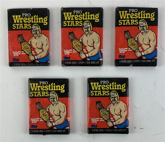 1985 Topps WWF - Lot of Five (5) Unopened Wax Packs - Possible Hulk Hogan!