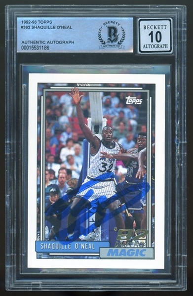Shaquille ONeal Signed 1992-93 Topps #362 Rookie Card w/ GEM MINT 10 AUTO! (Beckett/BAS)