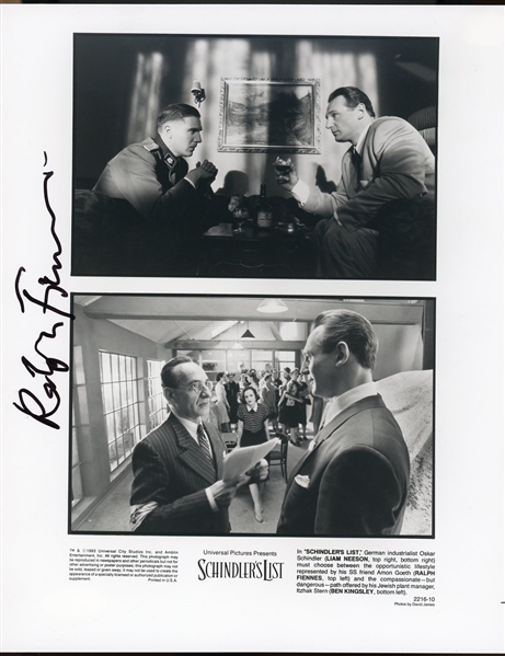 Ralph Fiennes Signed 8" x 10" Schindlers List Promo Photo (JSA COA)