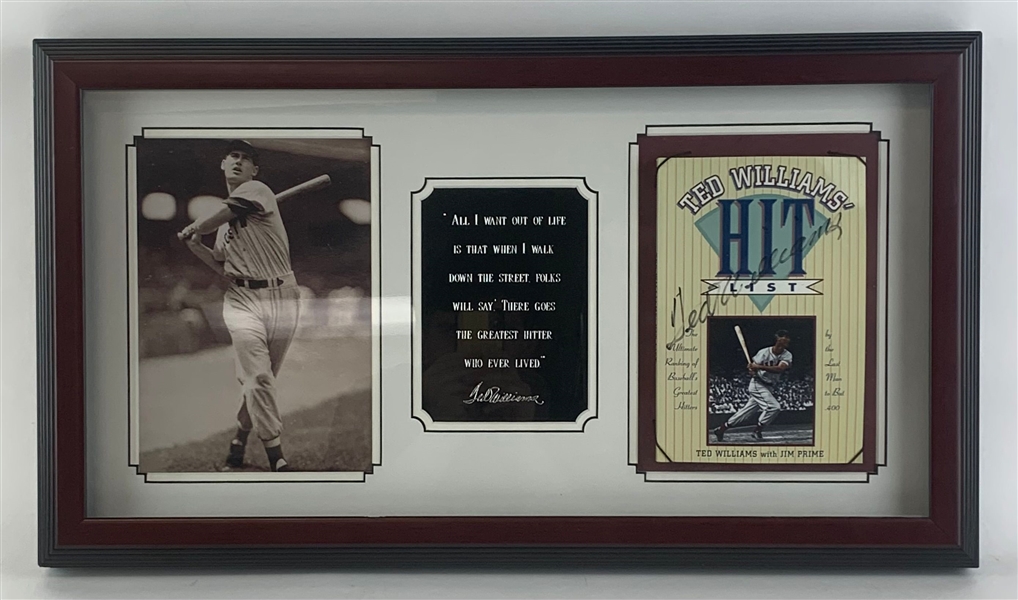 Ted Williams Signed Book in Framed Display (Third Party Guaranteed)