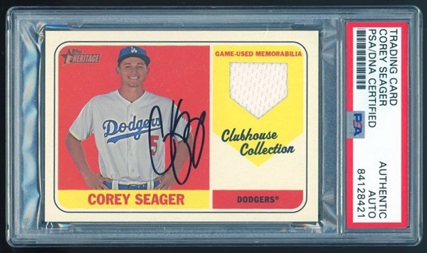 Corey Seager Signed 2018 Topps Heritage Clubhouse Collection (PSA/DNA Encapsulated)