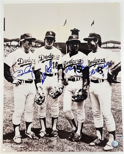 Dodgers Greats: Russel, Cey, Garvey, & Lopes Signed 16" x 20" Photo (PSA/DNA Witnessed)