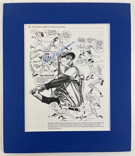 Ted Williams Signed 8" x 10" Magazine Cartoon in Matted Display (Third Party Guaranteed)