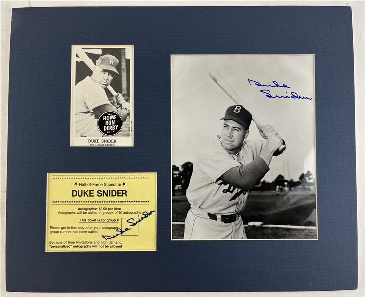 Duke Snider Dual Signed Display w/ Photo & Autograph Ticket (Third Party Guaranteed)