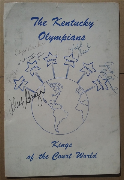 1948 Kentucky Wildcats Signed "Fab 5" NCAA Basketball Champs RARE Olympic Booklet (PSA/DNA LOA)
