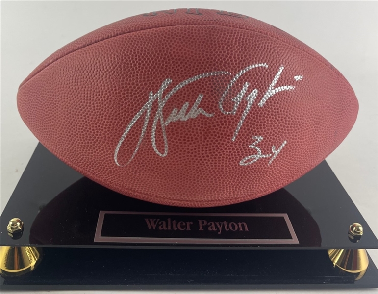 Walter Payton Signed Wilson Football w/ Display Case (JSA LOA)(Steiner Holo)