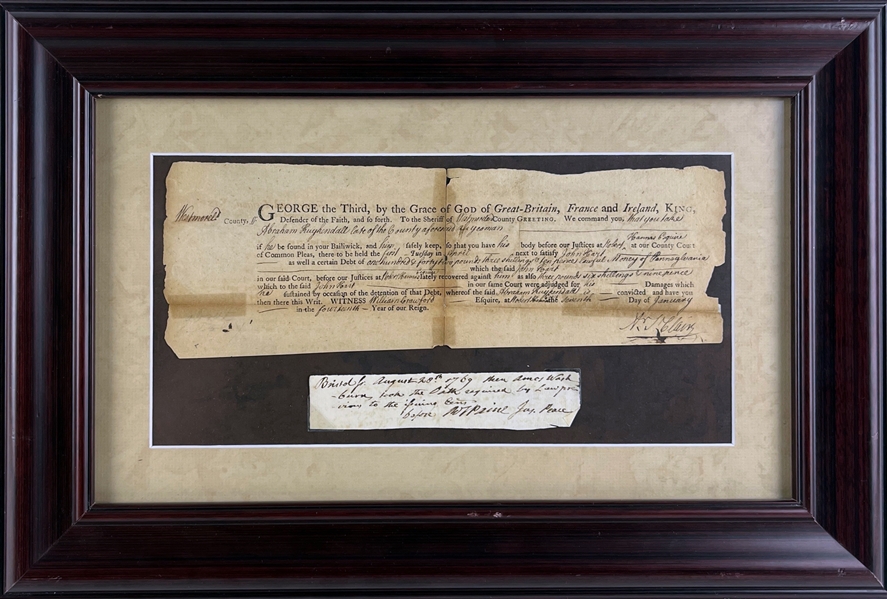 Revolutionary War General & Signers of the Declaration Signed 18th Century Documents in Framed Display (3 Sigs)(Third Party Guaranteed)