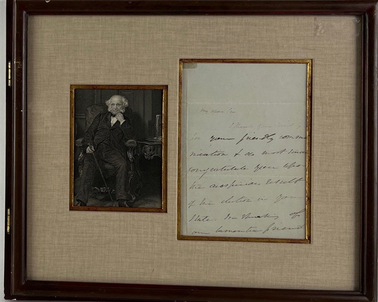 Martin Van Buren Handwritten & Signed 1836 Letter in Two Sided Framed Display (PSA ALOA)