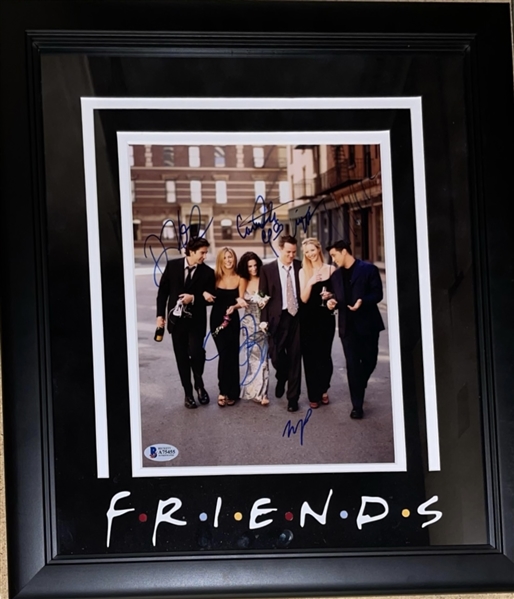 RARE! "Friends" Full Cast Signed Photo, Custom Framed and Signed by all 6 including Aniston, Cox, Kudrow, LeBlanc, Schwimmer, and Perry. (Beckett/BAS)