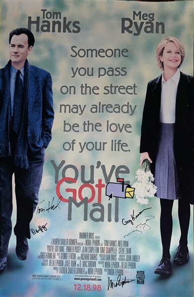 Youve Got Mail Full Size Movie Poster, 5/Signatures including Hanks, Ryan, Posey and More! (Third Party Guarantee)