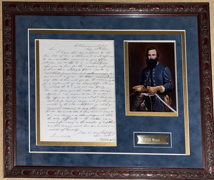 Civil War: J.E.B. Stuart Handwritten & Signed Letter dated July 13, 1855 - Custom Matted & Framed (Beckett/BAS)