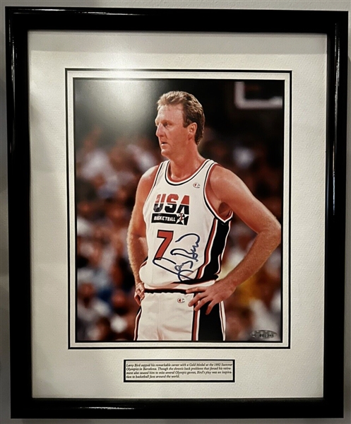 Larry Bird Signed 8" x 10" 1992 USA Dream Team Photo in Framed Display (UDA COA)