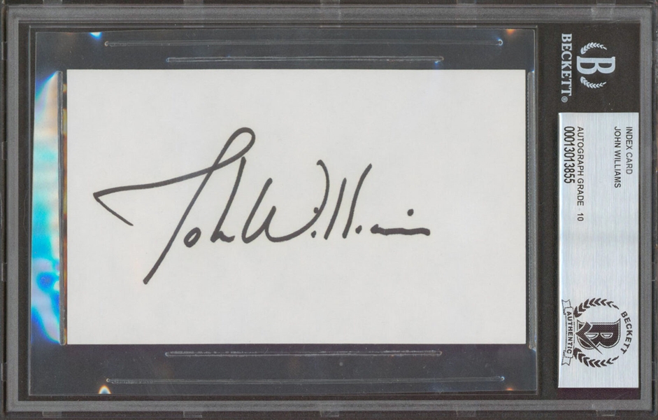 John Williams Signed 3" x 5" Card with Beckett/BAS Graded GEM MINT 10 Autograph!