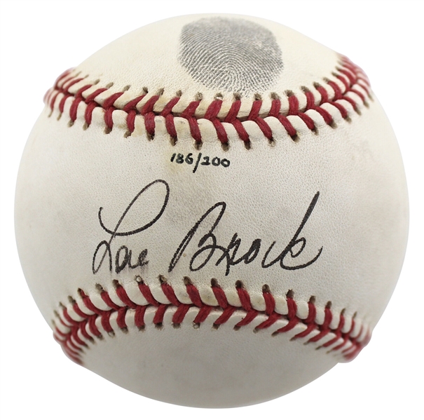 Lou Brock Signed Limited Edition ONL Baseball with Thumbprint (Beckett/BAS COA)