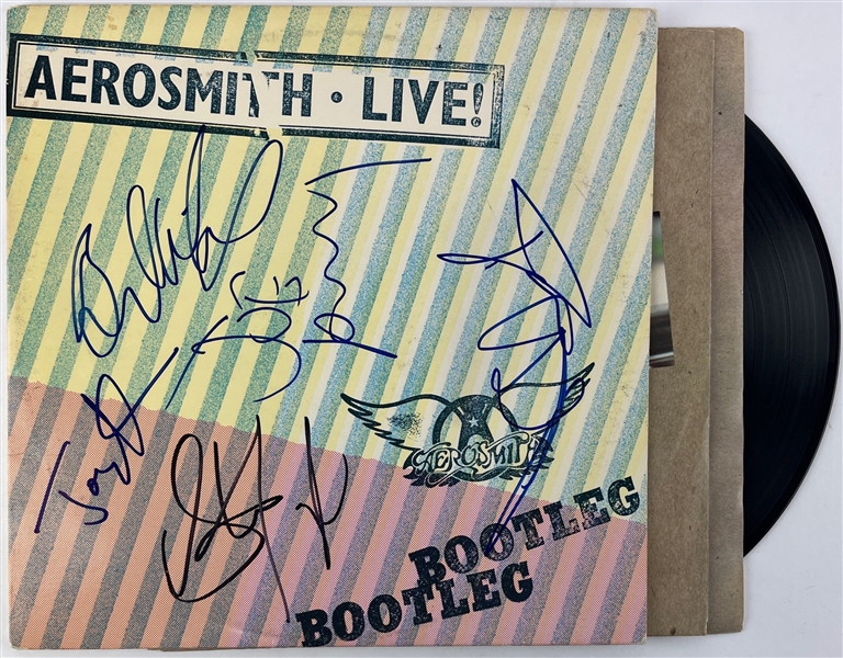 Aerosmith: Group Signed "Live! Bootleg" Album Cover w/ Vinyl (5 Sigs)(Beckett/BAS)
