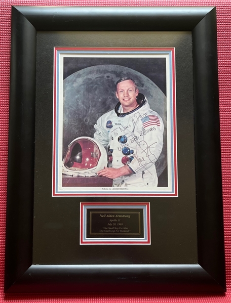Neil Armstrong Signed 8" x 10" Lithograph in Framed Display (Zarelli Space Authentication LOA)