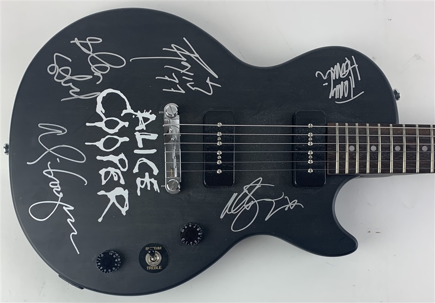 Alice Cooper Band Signed Black Electric Guitar (5 Sigs)(Beckett/BAS LOA)