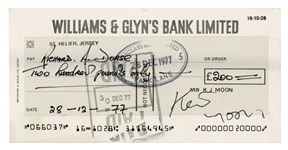 The Who: Keith Moon 1977 Autographed Cheque Payable To His Bodyguard Richard Dorse (Tracks UK LOA)
