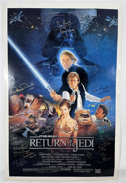 Star Wars: Return of the Jedi Cast Signed Original Style B One Sheet Poster with 25 Autographs! (Beckett/BAS LOA)(Provenance)