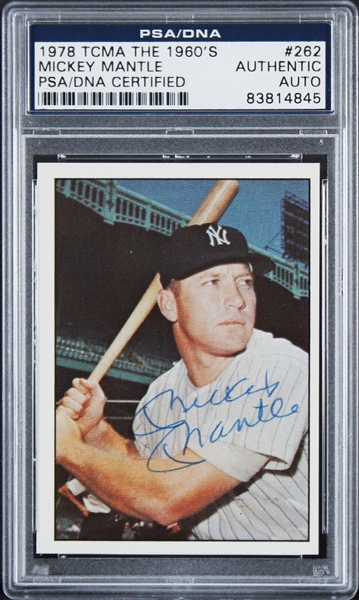 Mickey Mantle Signed 1978 TCMA The 1960s #262 Trading Card (PSA/DNA Encapsulated)