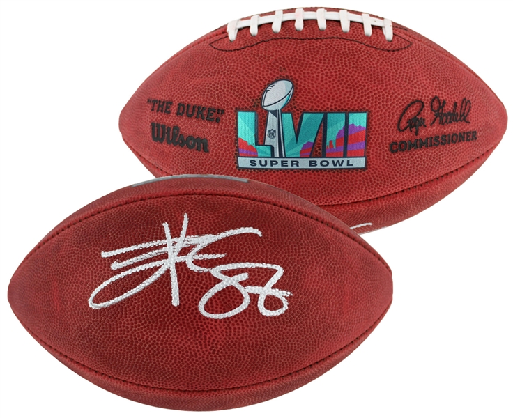 Travis Kelce Signed Super Bowl LVII Official Leather Game Model Football (Beckett/BAS Witnessed)