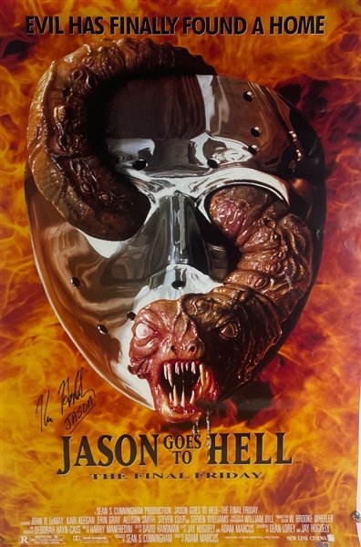 "Jason Goes to Hell" Movie Poster Signed By Kane Hodder (Beckett/BAS)