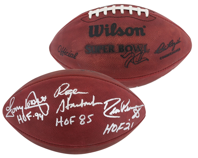 Cowboys HOF Legends Signed Super Bowl XL Football with Staubach, Dorsett & Pearson (Beckett/BAS Witnessed)