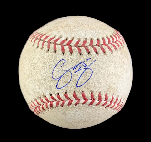 Corey Seager Game Used & Signed OML Baseball :: Pitched to Seager (6-24-2016 LAD vs PIT)(MLB Holo & PSA/DNA)