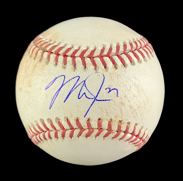 Mike Trout Game Used & Signed OML Baseball :: Pitched to Trout 8-12-2019 LAD vs PIT (MLB Holo & PSA/DNA)