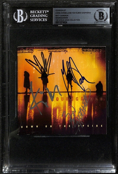 Soundgarden Group Signed "Down on the Upside" CD Booklet with All 4 Members (Beckett/BAS Encapsulated)(Grad Collection)