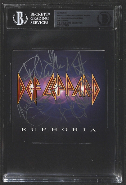 Def Leppard Group Signed "Euphoria" CD Booklet (5 Sigs)(Beckett/BAS Encapsulated)(Grad Collection)