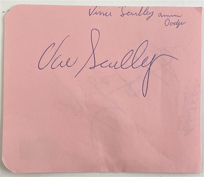 Vin Scully Signed 4.5" x 5.25" Album Page (Beckett/BAS LOA)