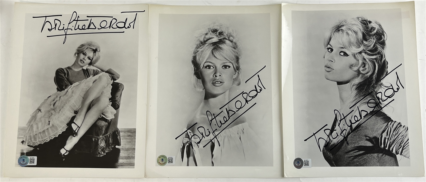 Brigitte Bardot Lot of Three Signed 8" x 10" Photos (Beckett/BAS)