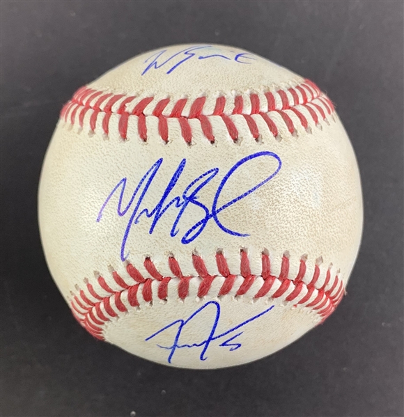 2023 Dodgers All-Stars: Mookie Betts, Freddie Freeman, Will Smith, & J.D. Martinez Signed & Game Used 2023 OML Baseball :: Ball Pitched to All 4 Players! (PSA/DNA & MLB Hologram)
