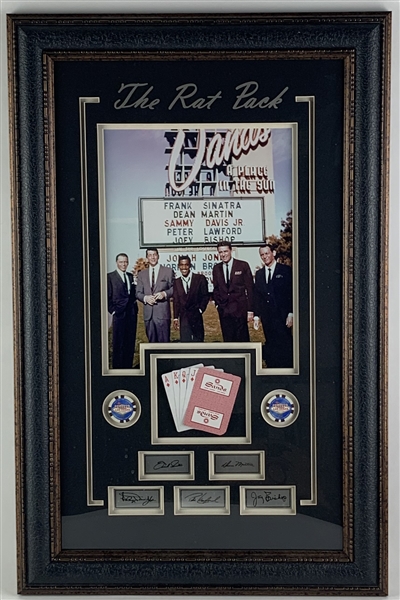 Hollywood Rat Pack Display with Playing Cards and Laser Signatures 