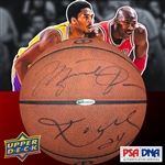 Michael Jordan & Kobe Bryant Dual Signed Game Used 2010-11 Lakers NBA Game Model Basketball (UDA & PSA/DNA)