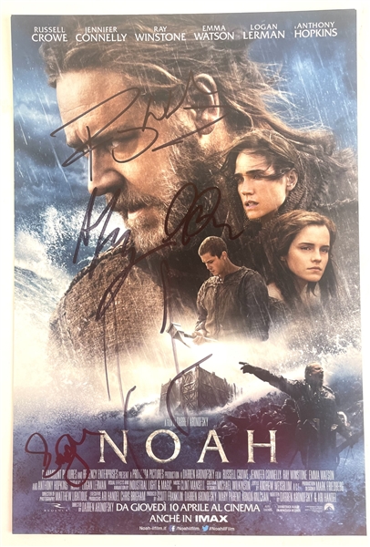 "NOAH" Cast Signed Mini-Movie Poster, Sigs Include Emma Watson, Logan Lerman, and More! (5/Sigs) (SWAU & Third Party Guaranteed) 