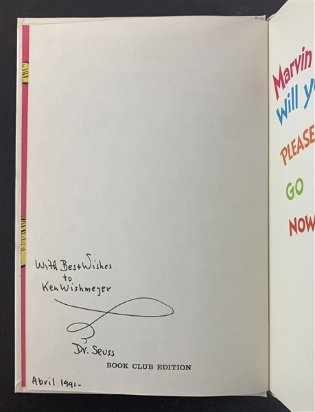 Dr. Seuss Signed Hardcover Book: "Marvin K. Mooney Will You Please Go Now" (Third Party Guaranteed)