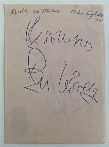 Elvis Costello & Deep Purples Roger Glover Signed 3.75" x 5" Album Page (Beckett/BAS)
