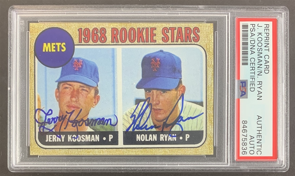 Jerry Koosman & Nolan Ryan Signed Reprinted 1968 Topps #177 (PSA/DNA Encapsulated)