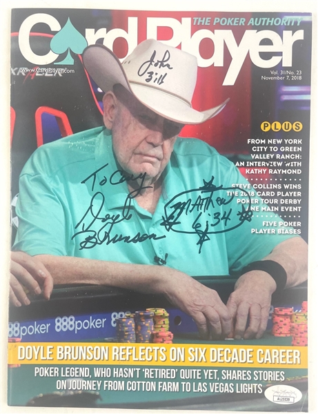 Poker Legend Doyle Brunsun Signed Card Player Magazine (JSA)