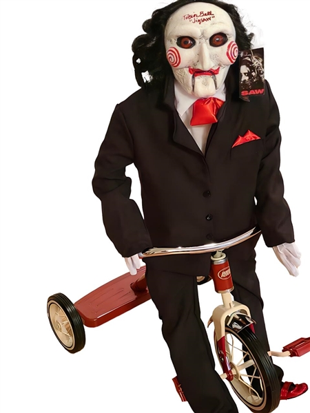 Jigsaw: Tobin Bell Signed Puppet Doll with Tricycle (Beckett/BAS Witnessed)