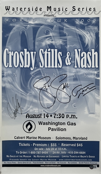 CSN: Crobsy, Stills, & Nash Signed 14" x 24" 2005 Concert Poster (Beckett/BAS)