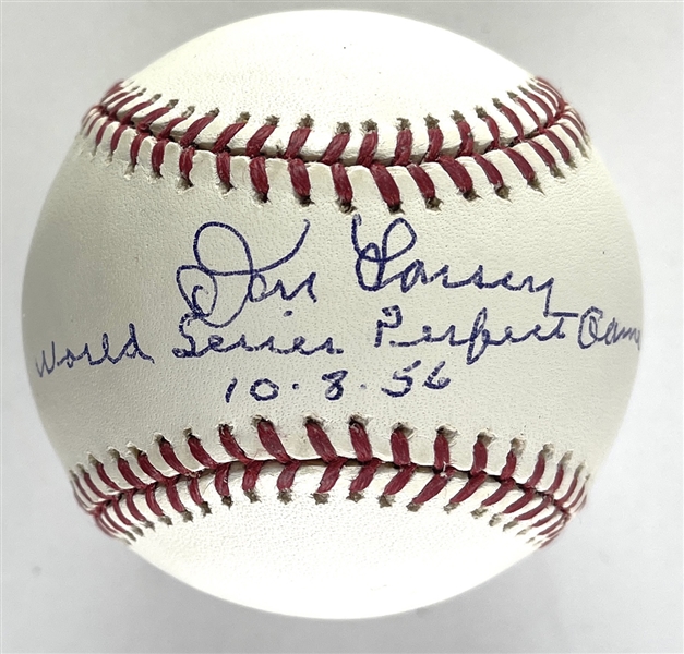 Don Larsen Single-Signed OML Baseball with "World Series Perfect Game, 10-8-56" Inscription (Third Party Guaranteed)